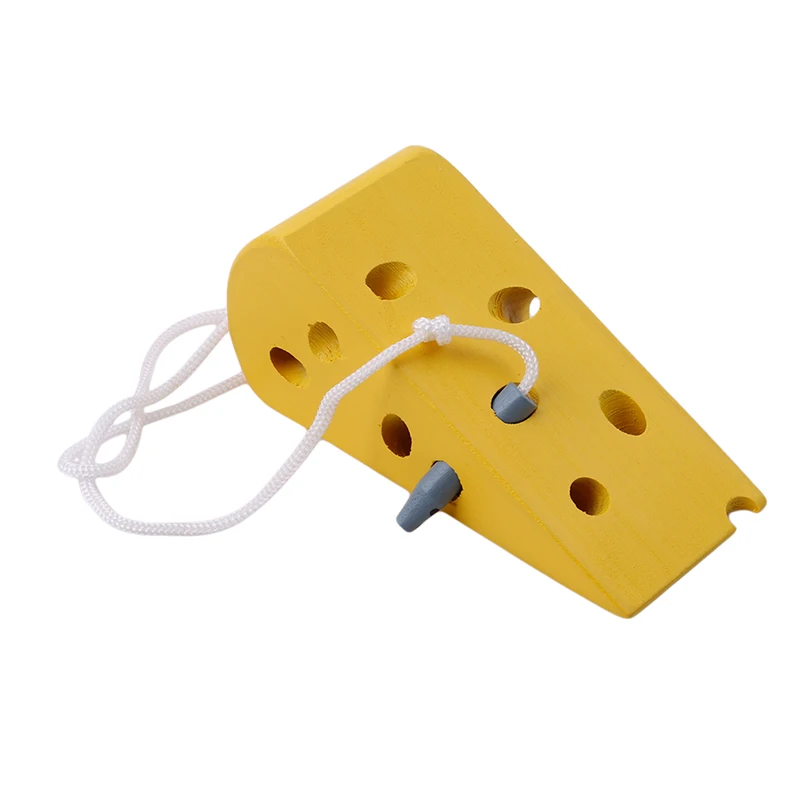 Cheese threading toy 82 шт. деревянные фрукты овощи шнуровка нанизывающие бусины игрушки с ежиком доска Монтессори обучающая игрушка для детей Детский подарок - Цвет: Cheese threading toy