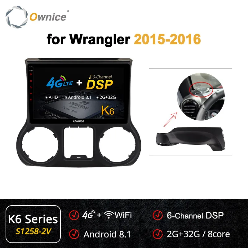 Ownice DSP SPDIF Android 9,0 Восьмиядерный автомобильный dvd-плеер радио gps k3 k5 k6 для Jeep Wrangler 2011 2012 2013 4G LET - Цвет: S1258-2 K6