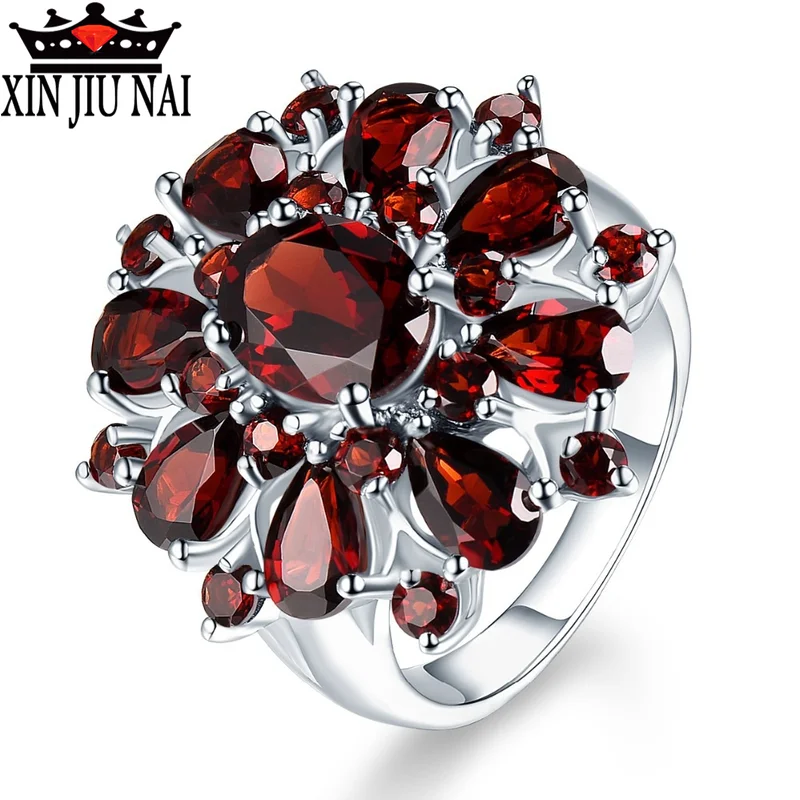 

Classic Saffron Red Garnet Fashion Ladies Ring Ethnic Wind Girl Finger Accessories Woman's Engagement Wedding Exquisite Gifts
