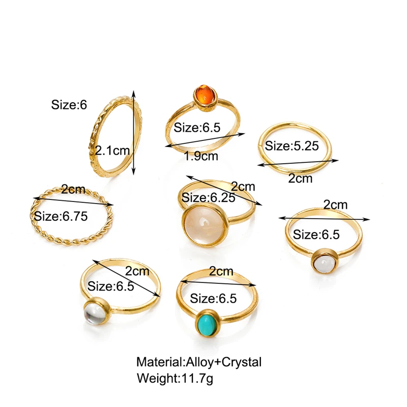 Gold Retro Metal Trend Set Zircon Joint Blue Jewelry 8 Piece Gift Fashion Ring  Rings Skinny Gold Ring, One Size, canvas, No Gemstone : Amazon.ca:  Clothing, Shoes & Accessories