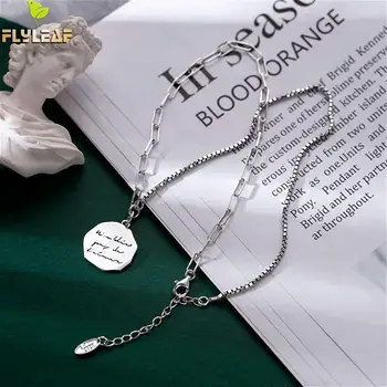 

Flyleaf Vintage Personalized Necklaces & Pendants Real 925 Sterling Silver Necklace For Women Asymmetry Thick Chain Fine Jewelry
