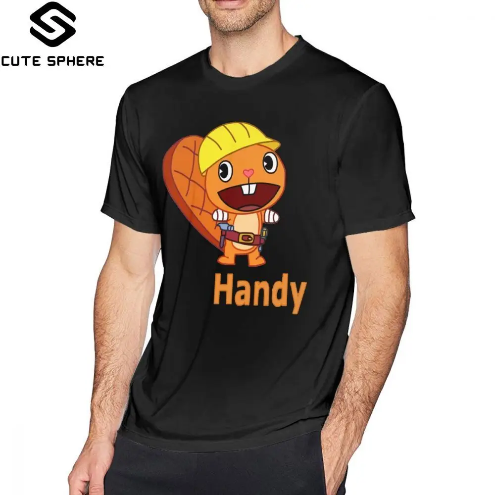 Happy Tree Friends T Shirt Handy T-Shirt Fun Summer Tee Oversize Print Short Sleeve Mens Tshirt |