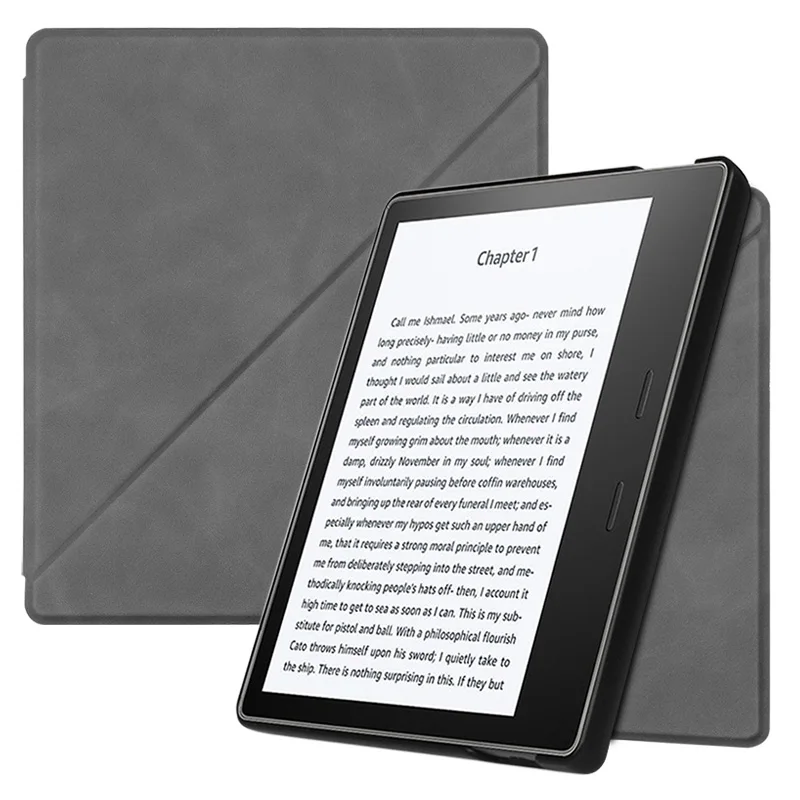 Чехол для Amazon All-new " Kindle Oasis e-Books(9 и 10 поколение)-Премиум чехол-подставка из искусственной кожи с функцией автоматического сна/пробуждения - Цвет: Gray