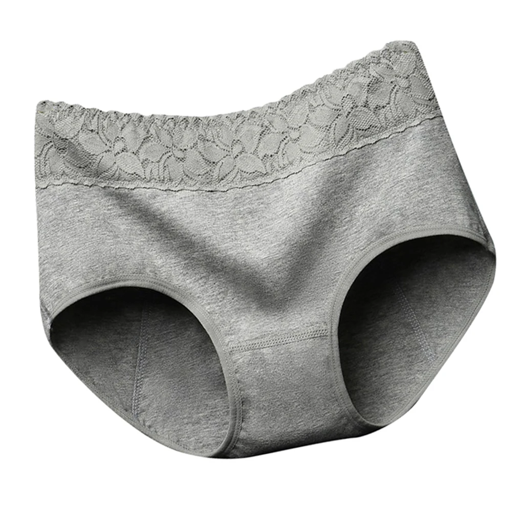 Women's Period Panties Soft Comfortable Elastic Cotton Physiological Underpants Briefs Underwear Lingerie Gray