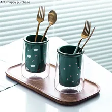 Зеленая керамика палочки для еды нож и вилка слив домашние палочки для еды ведро кухонные принадлежности палочка для еды полка для хранения, коробка