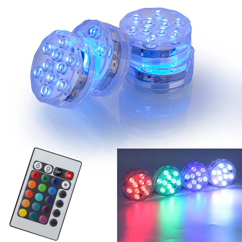 

Led waterproof fish tank lights Cup bottom light with remote control RGB LED pool light 16 colors Bar decorative Diving lamps