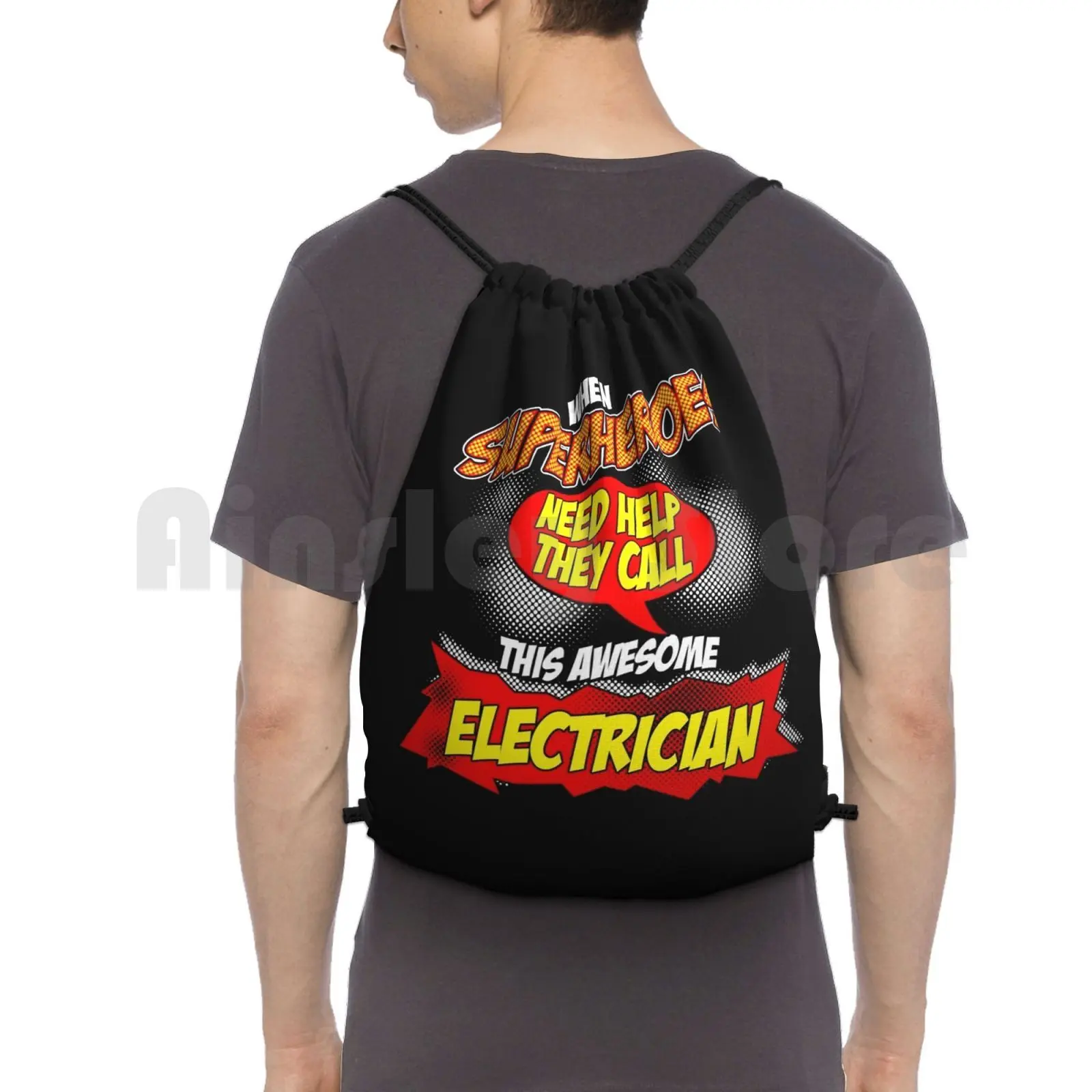 

Забавный дизайн электрика-герой-комикс-идеальный подарок рюкзак на шнурке сумка для верховой езды альпинизма сумка для спортзала Забавный герой Супер герой