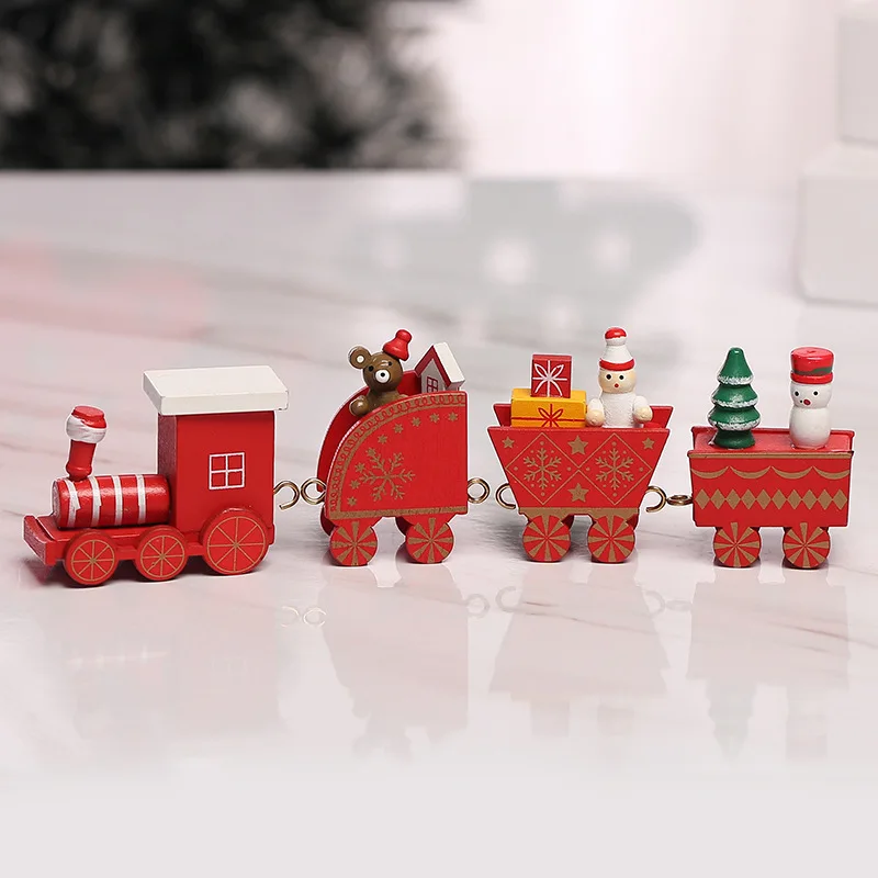 Enfeites de mini trem de madeira, conjunto de trem de Natal Trem de Natal  pintado de madeira Decoração de Natal Presente infantil, Decorações de  Natal Decoração de trem de madeira para(vermelho)