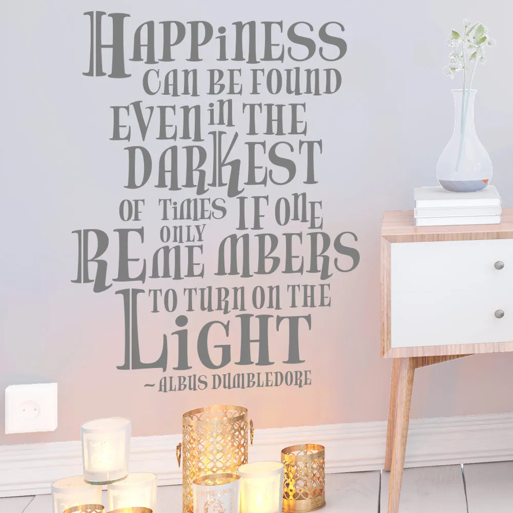 Magic Harry Dumbledore Happiness Can Be Found Wall Typographic Inspirational Wall Sticker Home Art Decal