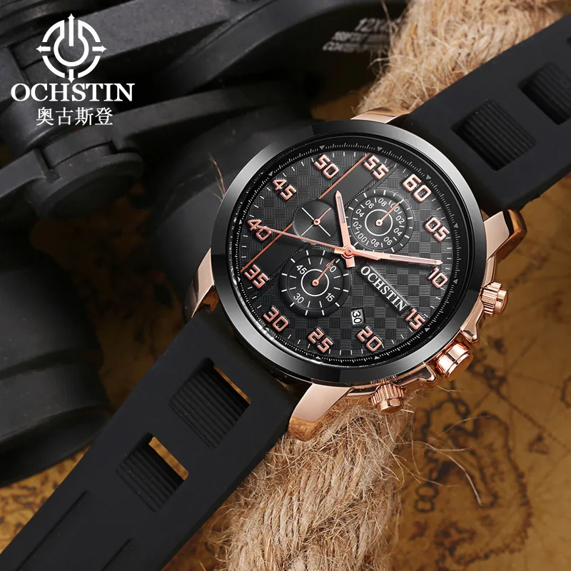 

Brand Low Price 6-Pin Multi-functional MEN'S Watch Waterproof Calendar Sports Silicone Band Watch