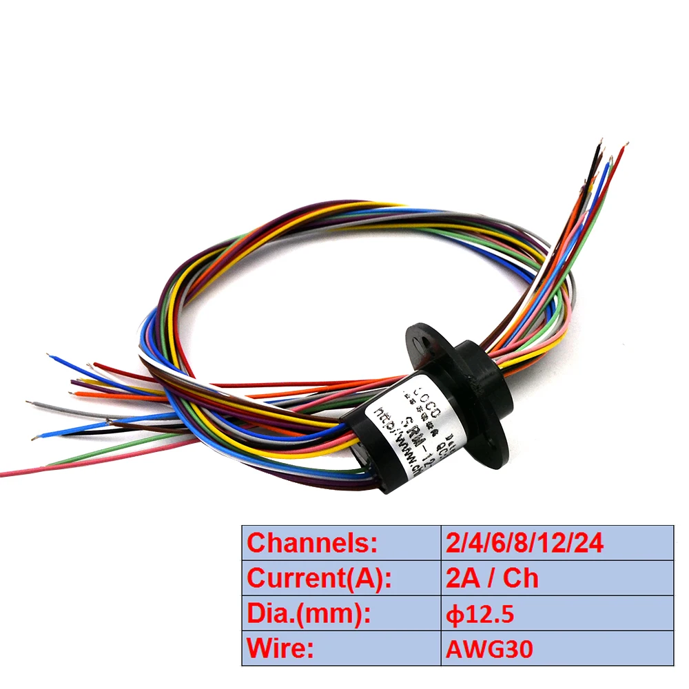 Micro Slip Ring 2/4//6/8/12/24 Channel 2A 12.5mm/15.5mm Rotate Dining Table Slip Ring Electric Collector Rings