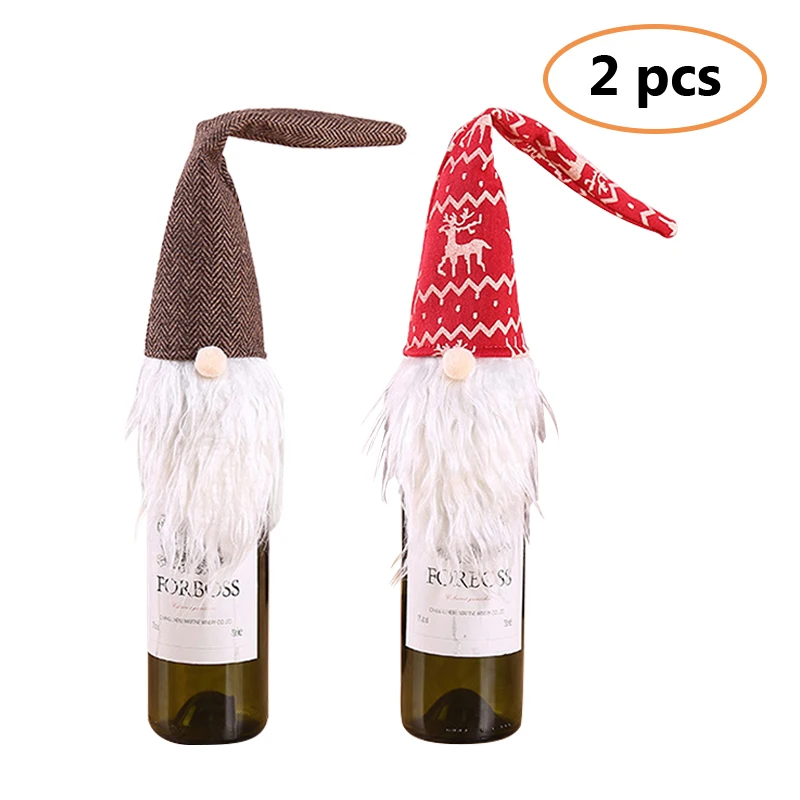 Рождественское украшение крышка бутылки вина набор Санта Клаус Снеговик для бутылки крышка сумка год Рождество ужин Вечеринка рождественские аксессуары - Цвет: 2PCS G