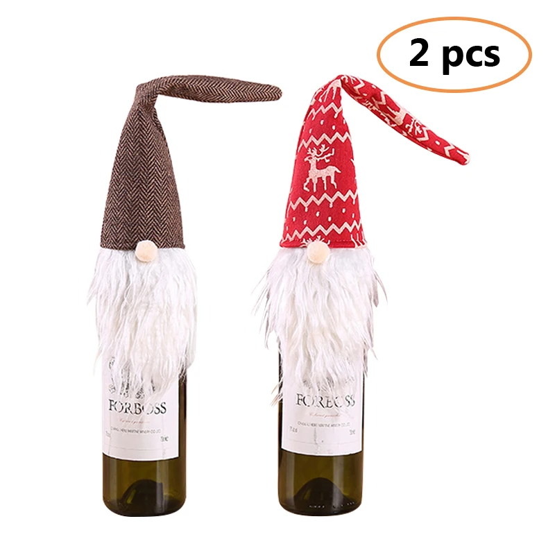 2PCS G Рождественское украшение крышка бутылки вина набор Санта Клаус Снеговик для бутылки крышка сумка год Рождество ужин Вечеринка рождественские аксессуары - Цвет: 2PCS G
