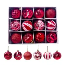 12 шт Блестящий Рождественский шар с коробкой для хранения, домашние вечерние подвесные украшения на елку