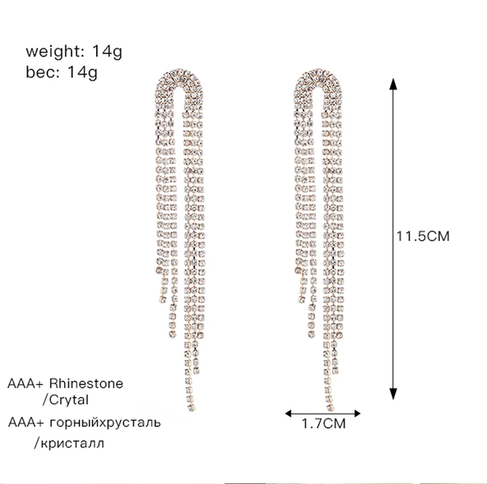Стразы, серьги-капли с кисточками для женщин, роскошные ювелирные изделия, длинные висячие серьги, вечерние модные аксессуары E619