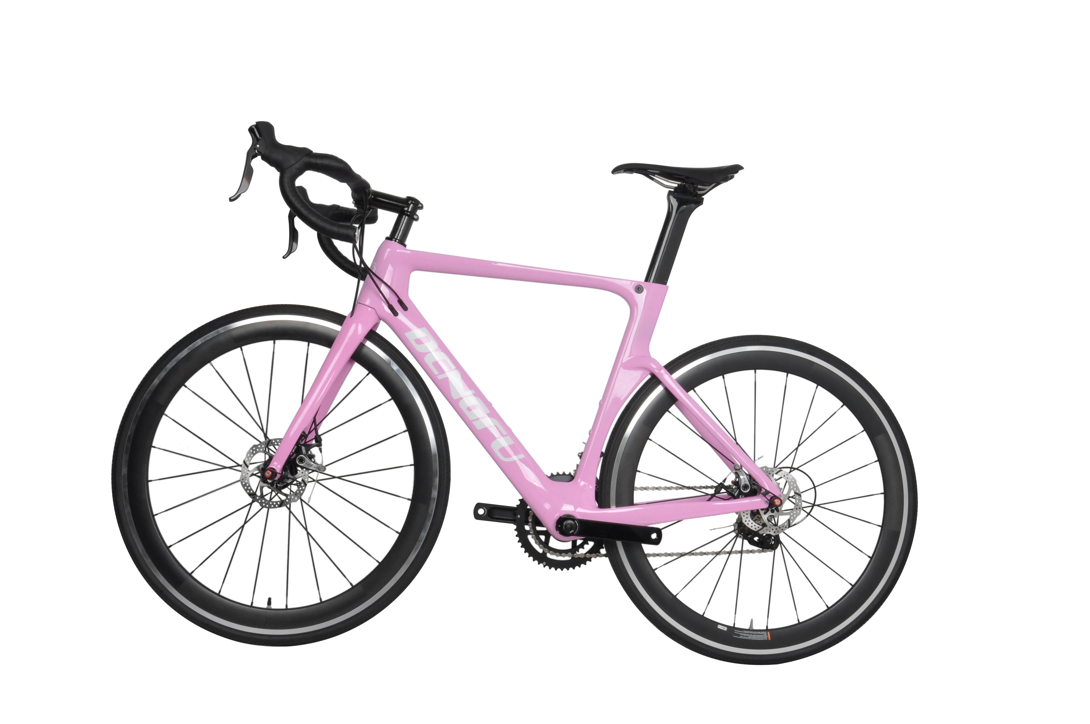 49cm Full Road Bike Carbon Disc Brake 700C Race Frame Alloy Wheels Clincher Pink 