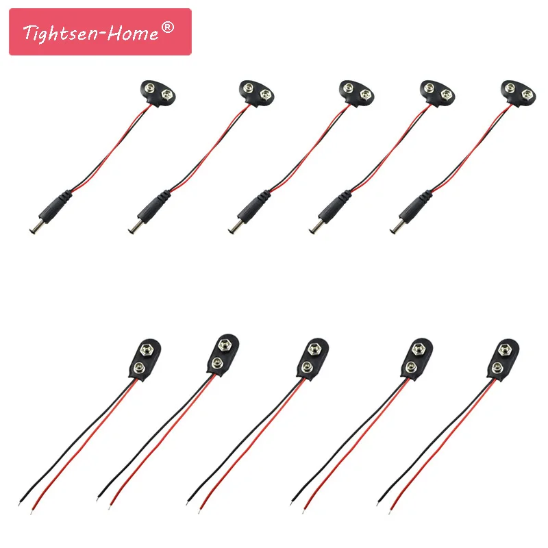 

5PCS 9V Battery Snap Experimental Power Cable to DC 9V Clip Male Line Battery Adapter For Arduino Uno R3 DIY Jack Connector