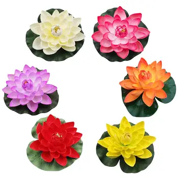 

Artificial Lotus Flower Fake Floating Water Lily Garden Pond Fish Tank Decor Leaves flowers Water ponds lotus