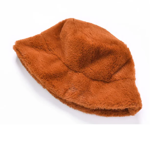 Новая плюшевая Рыбацкая шляпа женская осенняя и зимняя теплая шапка для бассейна Корейская версия простой и простой широкополой шляпы - Цвет: Camel
