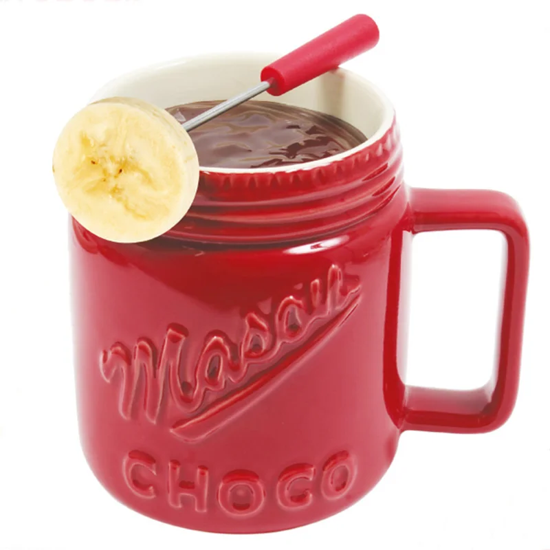 Fondue Mug Set Personal Mini Fondue Pots Chocolate and Cheese Maker Kit Individual Butter Melter Cup Small Queso Warmer