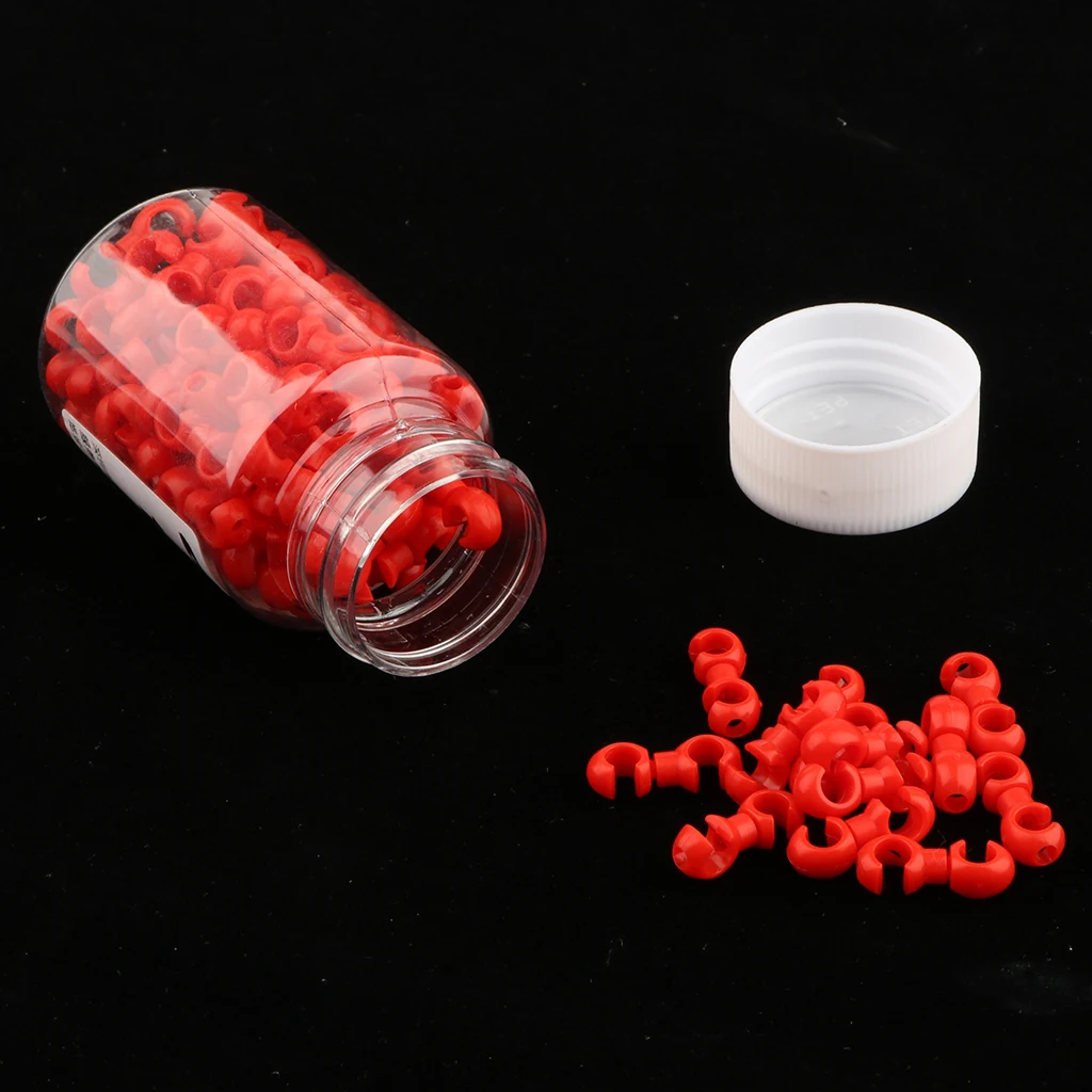 Red 100 PCS Bike Cable Clips Bicycle Rotating S-Hook Clips Brake Cable Fixing Holder - Color: Red