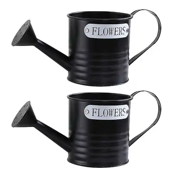 

2pcs Simple Iron Watering Can Decorative Flower Vase Sprinkled Kettles for Garden Home