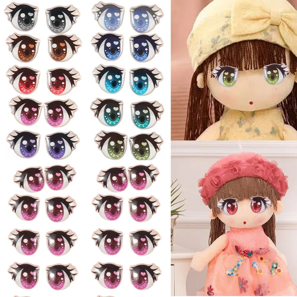 Cute Cartoon Eyes Stickers Anime Figurine Doll Face Organ Paster Long Eyelashes Eyes Clay Decals DIY Doll Accessories 10Pairs doll accessories doll clothes accessories plush doll accessories doll eyelashes