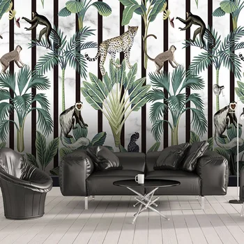 

Custom Photo Tropical Rainforest Animal Monkey Mural Wallpaper Modern Living Room Bedroom Background 3D Wall Papers Home Decor