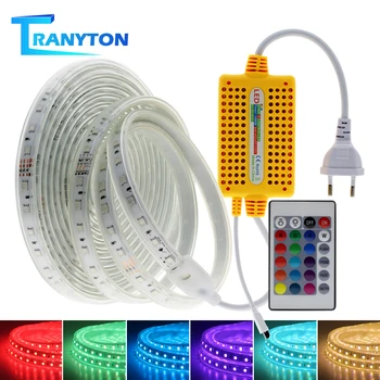 220V Rgb Led Strip 5050 Rgb 1M-15M Flexibele Tape Led Lint Waterdichte Strip Licht Met 24key Ir Afstandsbediening Voor Home Outdoor Decor 220V Rgb Led Strip 5050 Rgb 1M-15M Flexibele Tape Led Lint Waterdichte Strip Licht Met 24key Ir Afstandsbediening Voor Home Outdoor Decor