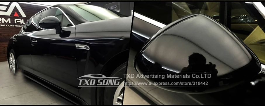 HOT Sale Shiny Glossy Black Vinyl Film With Air Bubble Free Gloss Black Car Wrap Foil Car Sticker Decal 50CMX150/200/300CM custom bumper stickers