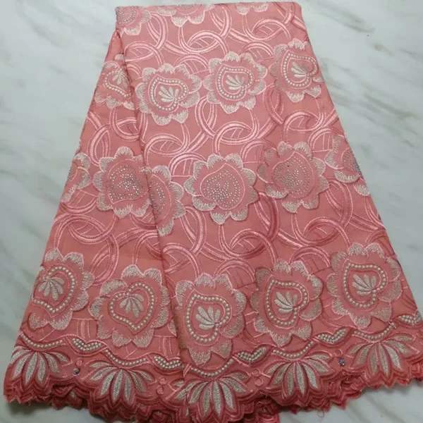 pink Новейшая французская кружевная ткань с камнями цветочной вышивкой высокого качества африканская нигерийская кружевная ткань для шитья платья - Цвет: pink