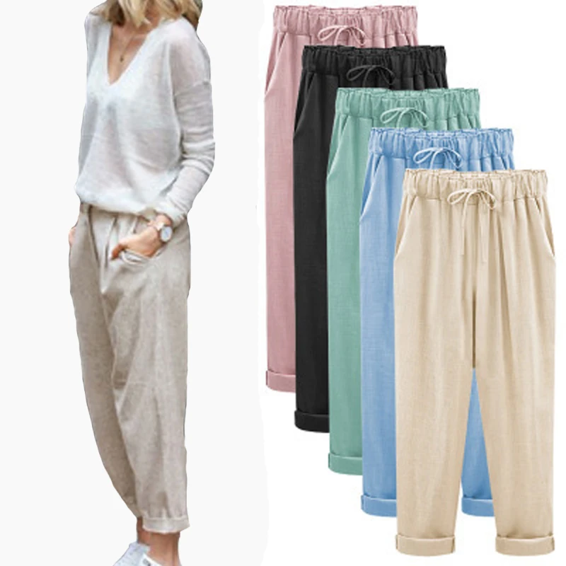 

2020 Summer and Autumn Thin Casual Capris Europe and the United States Straight Bobbin Plus Fat Pants M284