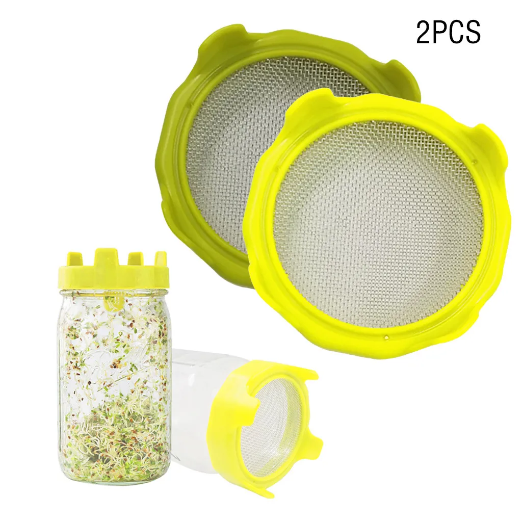 2 шт. фильтр Mason Can Lid Sprouting Net Cover Beans Sprouts фильтр прорастания крышка ABS Желтый Высокий аксессуары для кухни - Цвет: Yellow A