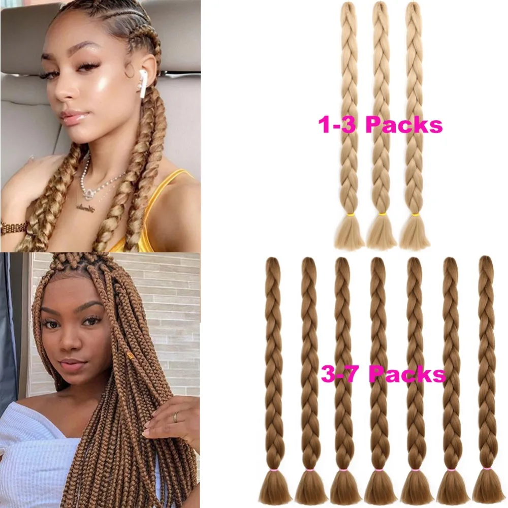 Trança de Cabelo Extensões de Cabelo Belle Mostrar Esticado Crochê Cabelo 82 Enorme Marrom Escuro Caixa Tranças Sintético Trança 165 g - Pacote Pré 6 Apliques e perucas