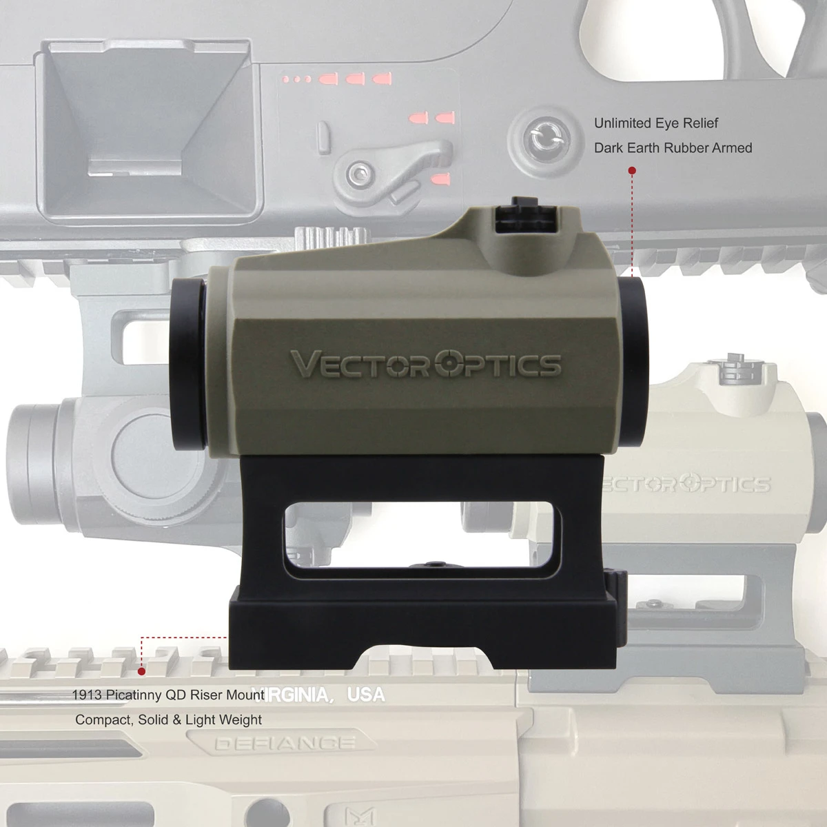 Оптический прицел Vector Optics Maverick 1x22 SOP оптический Коллиматорный с красной точкой QD