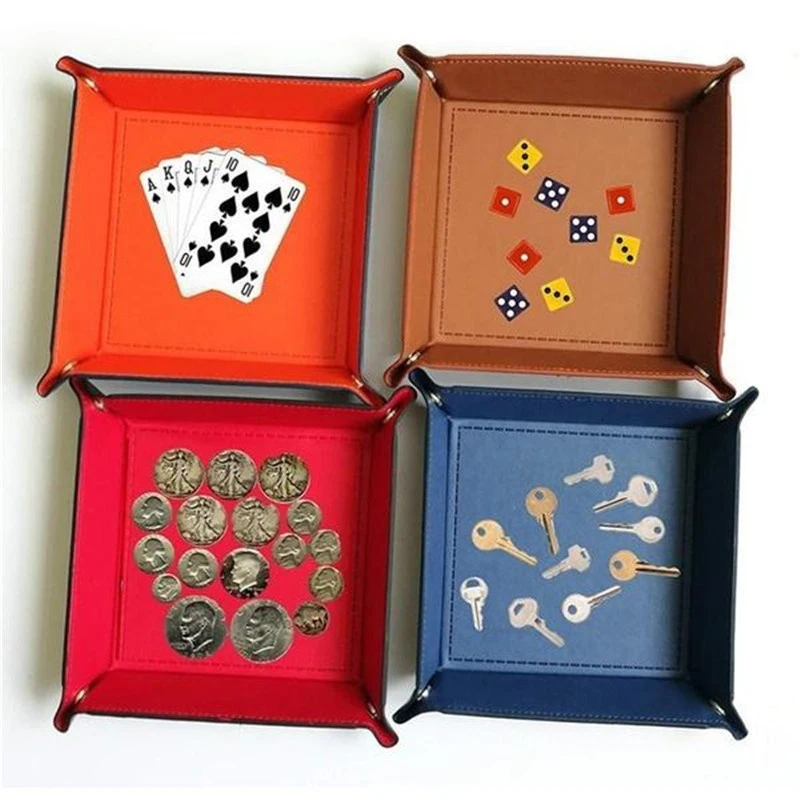 Foldable PU Leather Felt Square Storage Tray