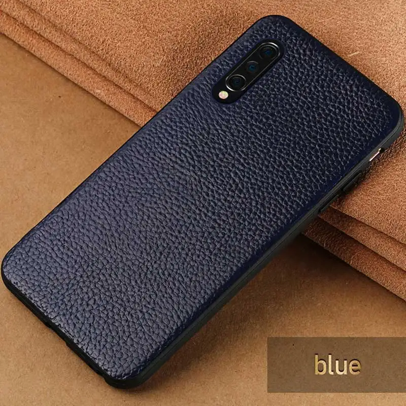 Синий Роскошный кожаный чехол для xiaomi mi 8 lite A2 A1 9T 9 SE чехол противоударный настоящая кожа задняя крышка для xiaomi redmi note 7 K20 чехол - Цвет: Синий