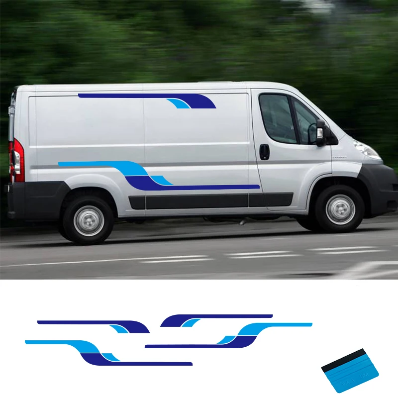 2 стороны автодома виниловые наклейки полосы Кемпер ван для Peugeot боксер