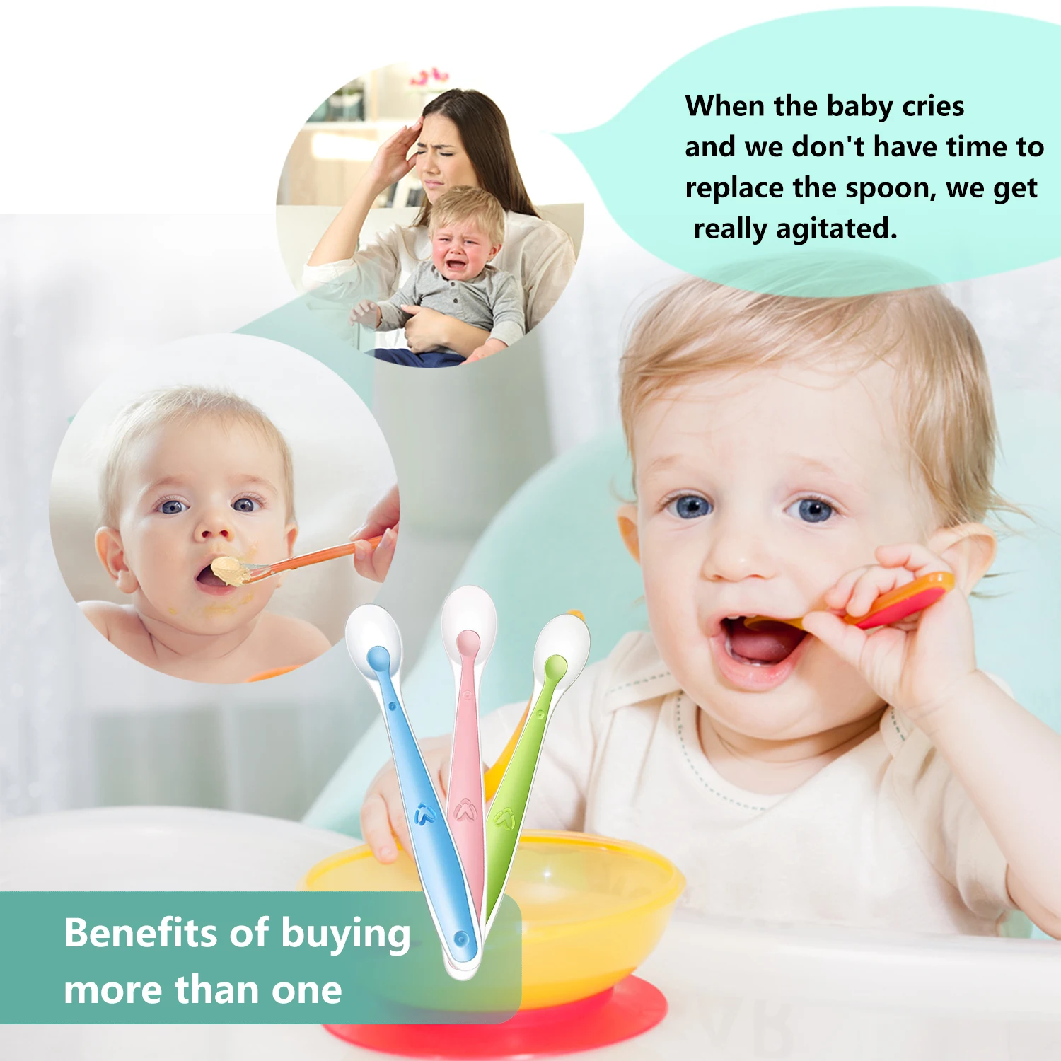 Soft Silicone Baby Feeding Spoon Candy Color Temperature Sensing Spoon Children Food Baby Spoons Feeding Dishes Feeder Flatware 6