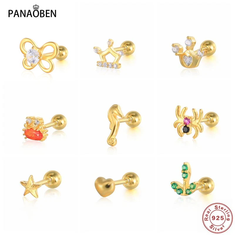 Girls Worm Colorful Ear Studs 925 Sterling Silver 