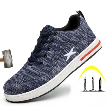 

New exhibition Men Work safety shoes 2019 fashion Outdoor Steel Toe Cap Anti-smashing Puncture Proof Construction sneakers Boots