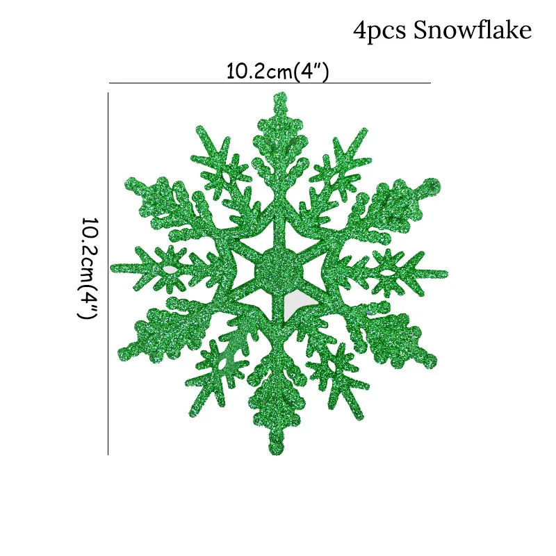 WEIGAO 4 шт. мерцающие рождественские орнаменты снежинки Рождественская елка подвесное украшение для дома натальный год Noel Декор Navidad - Цвет: 4pcs Snowflake