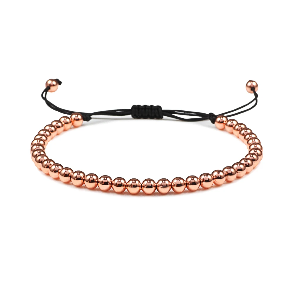 Fashion Men Bracelet Hematite Gold Silver Color Beads Charm Handmade Weave Adjustable Bracelets Bangle Accessories Women Jewelry