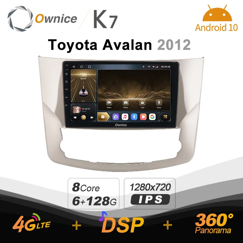 

720P K7 6G+128G 720P Android 10.0 Car Radio for TOYOTA AVALON 2012 GPS 2din 4G LTE 5G Wifi autoradio 360 SPDIF 1280*720