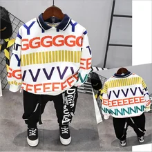 Зимняя детская одежда плюшевый свитер для маленьких мальчиков+ плюшевые штаны спортивный костюм из 2 предметов комплект одежды для маленьких мальчиков, одежда для детей возрастом от 2 до 7 лет