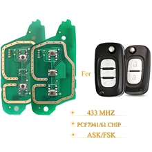 Kutery 2/3 Buttons Replacement Remote Key Circuit Board Fob 433Mhz ID46 Pcf7961 Chip For  Renault Kangoo Master Modus Twingo
