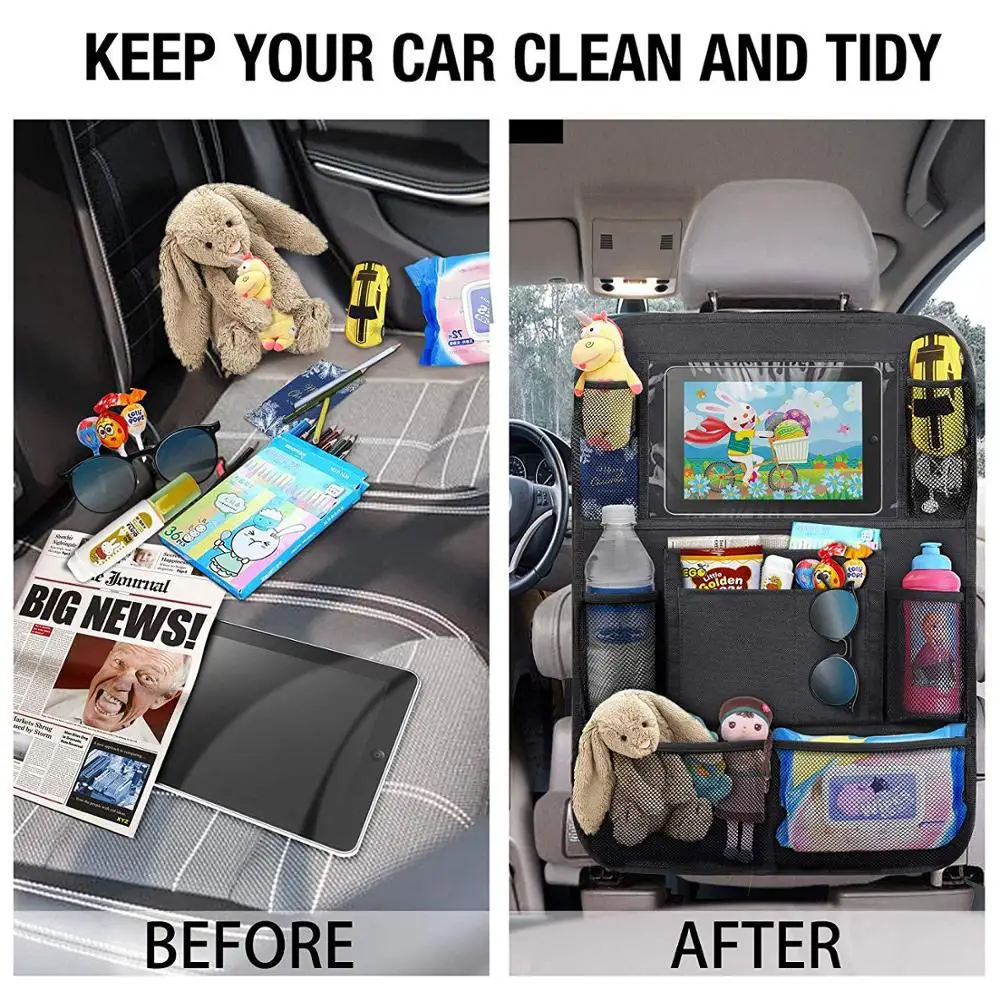 Child Car Seat Storage Kick-proof Back Cover Touch Screen Storage Bag Car Seat Cushion Baby Accessories Trim Drop-shipping