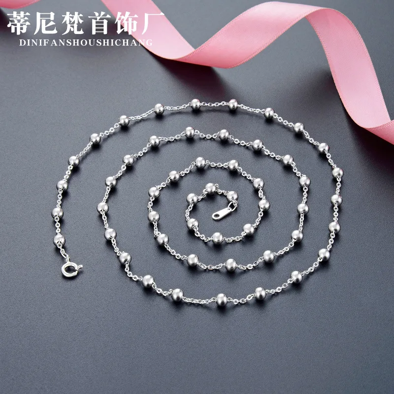 

Korean-style Fashion Jewelry Accessories S925 Fine Silver Simple Pressure Light Cross Package Bead Necklace Necklace Choker Swea