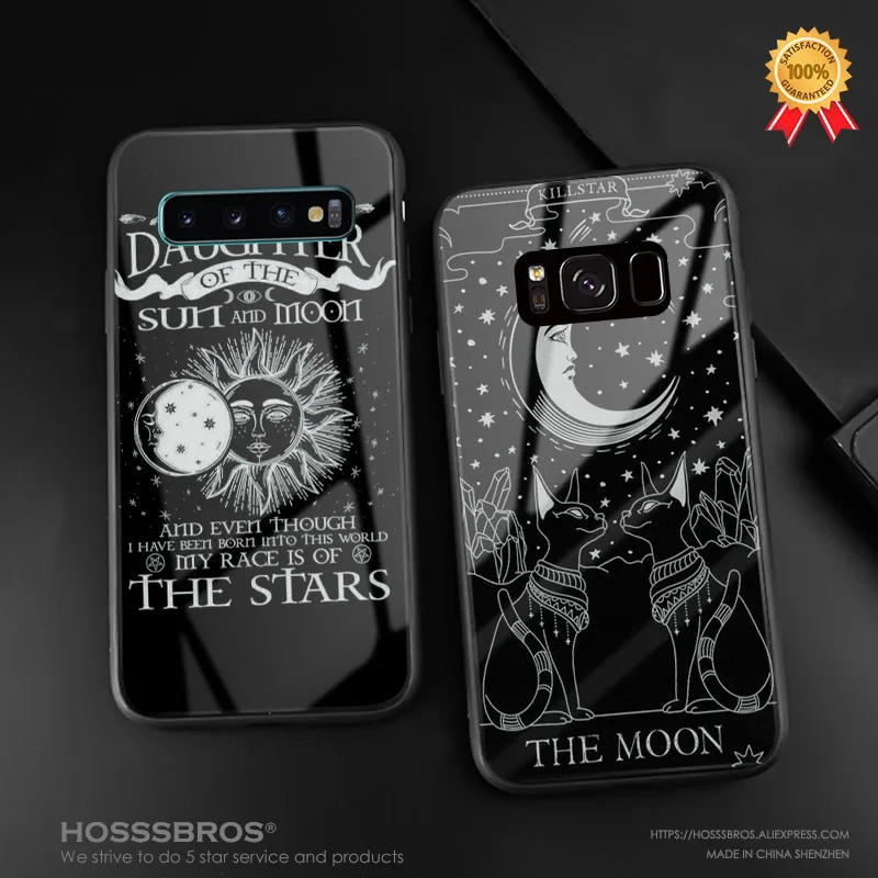 

witches moon Tarot Mystery totem soft silicone glass Phone case shell cover for Samsung Galaxy S8 S9 S10e S10 Note 8 9 10 Plus