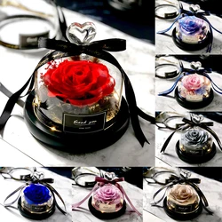 2021 Girlfriend Romantic Valentine's Day Gifts The Beauty And Beast Rose Real Roses Eternal Rose in Glass Dome Desk Home Decor